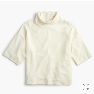 J.CREW 365 Crepe Sweater Top Textured Turtleneck Drop Shoulder (winter white)
